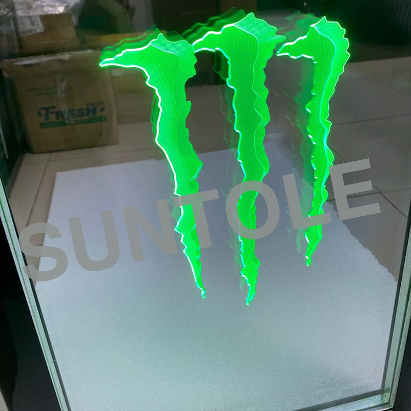 Can the glass also show your illuminated LOGO or brand? 